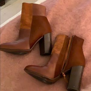 Suede and leather booties